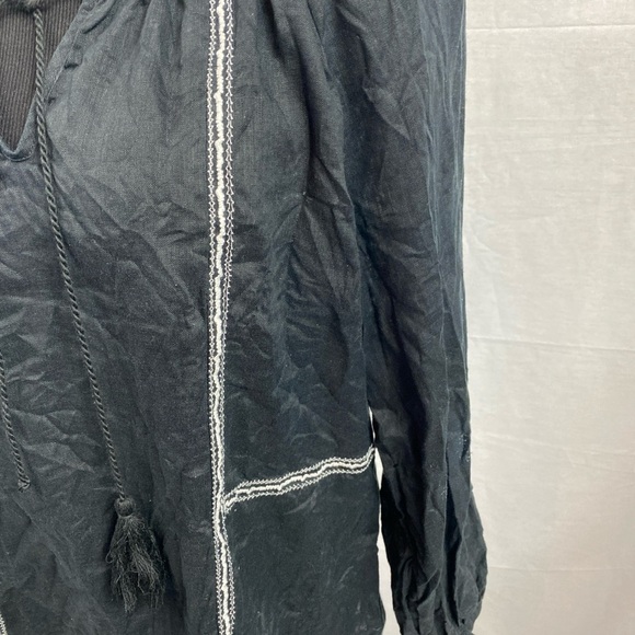 Linen St. Tropez Women’s 100% Linen Long Sleeve Pullover Blouse Boho Large LG - Picture 2 of 5